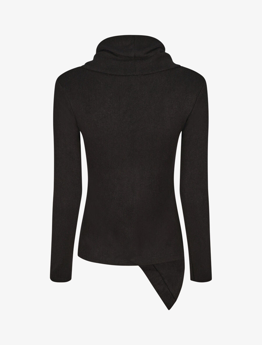 Pull fin asymétrique à col roulé - Noir - 2