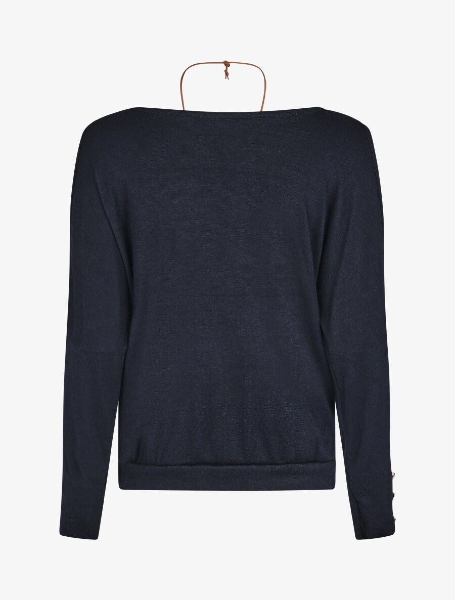 Pull ample à épaules dénudées - Marine - 2
