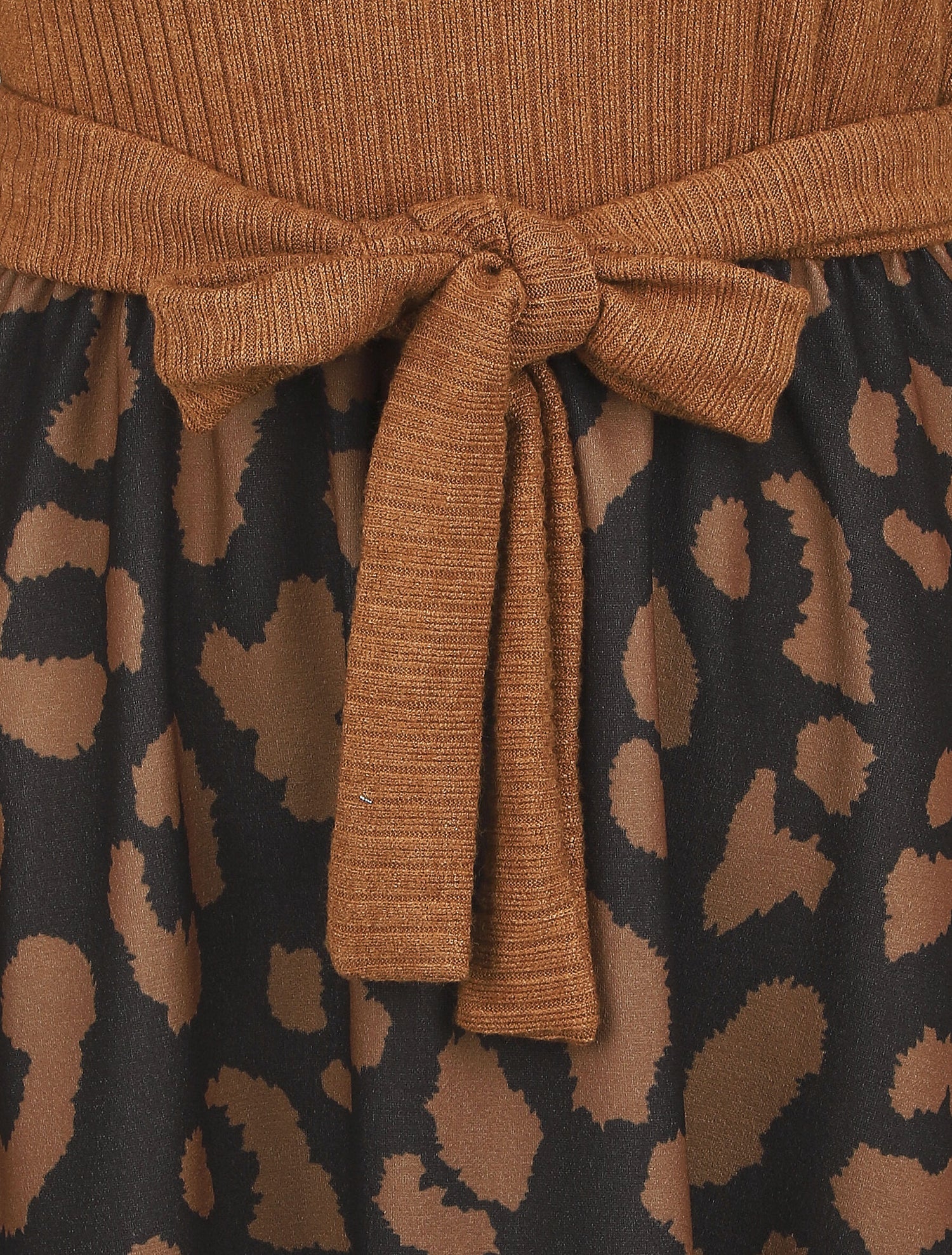 Robe mi-longue évasée imprimé léopard - Camel - 3