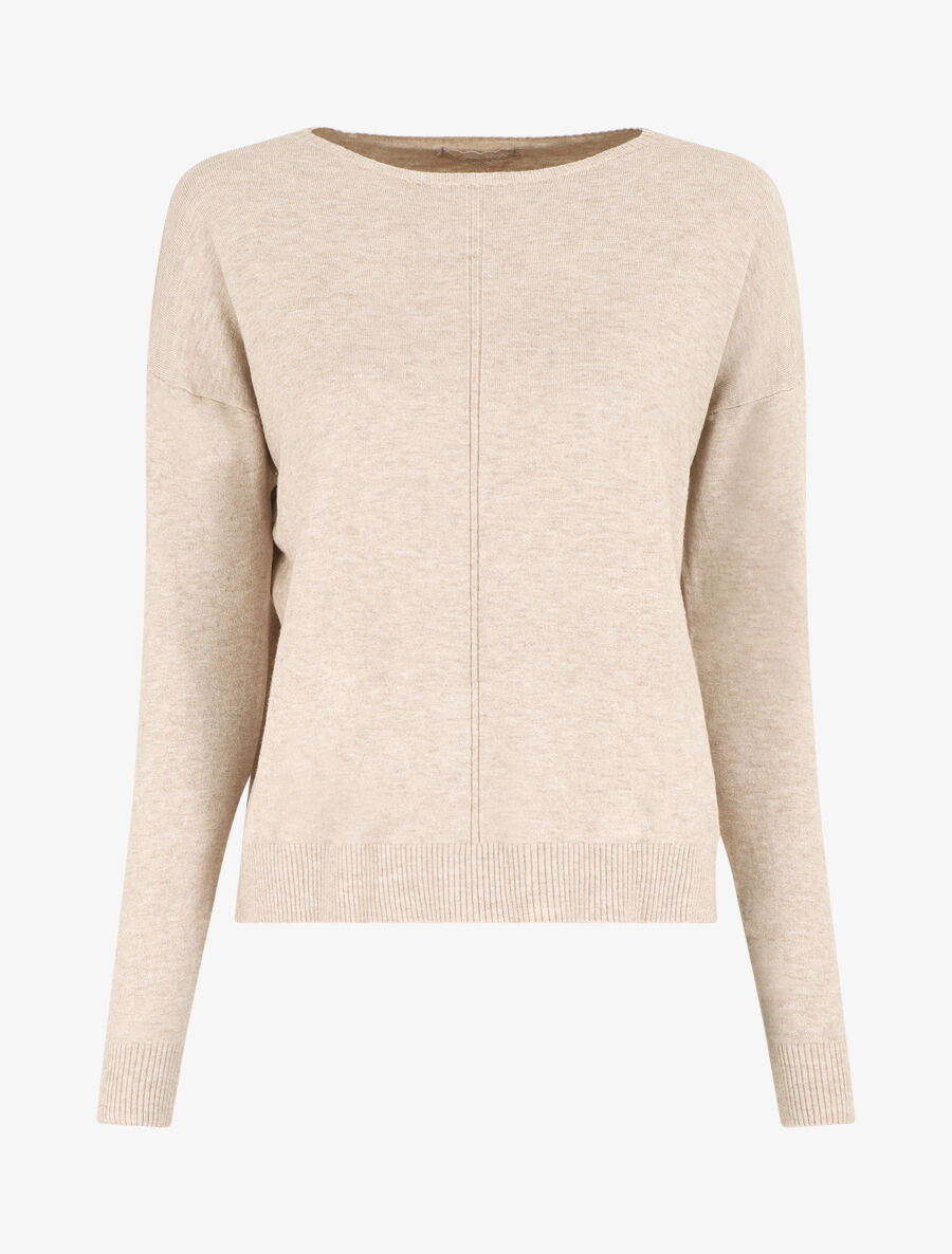 Pull fin uni classique - Beige - 1