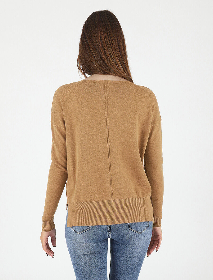 Pull fin uni classique - Camel - 5