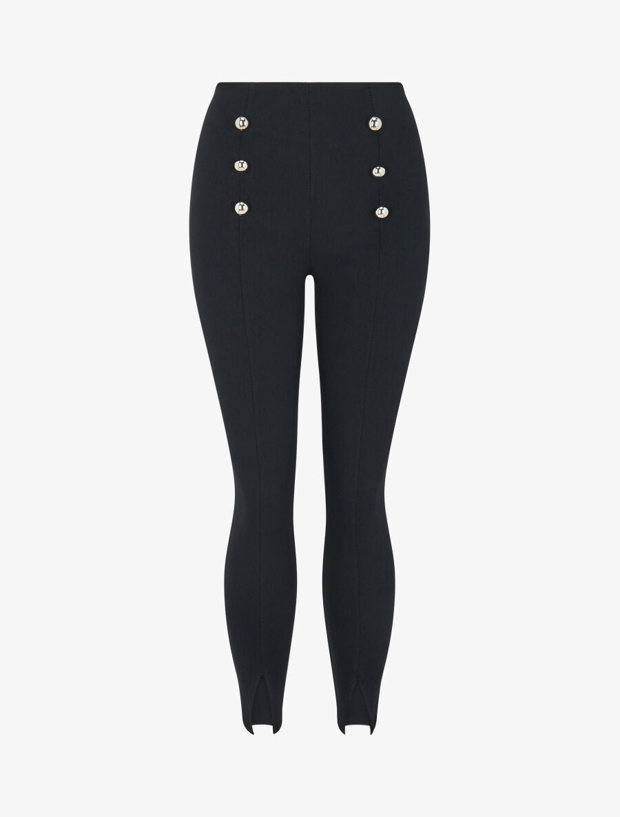 Pantalon à pont à bords fendus - Noir - 1