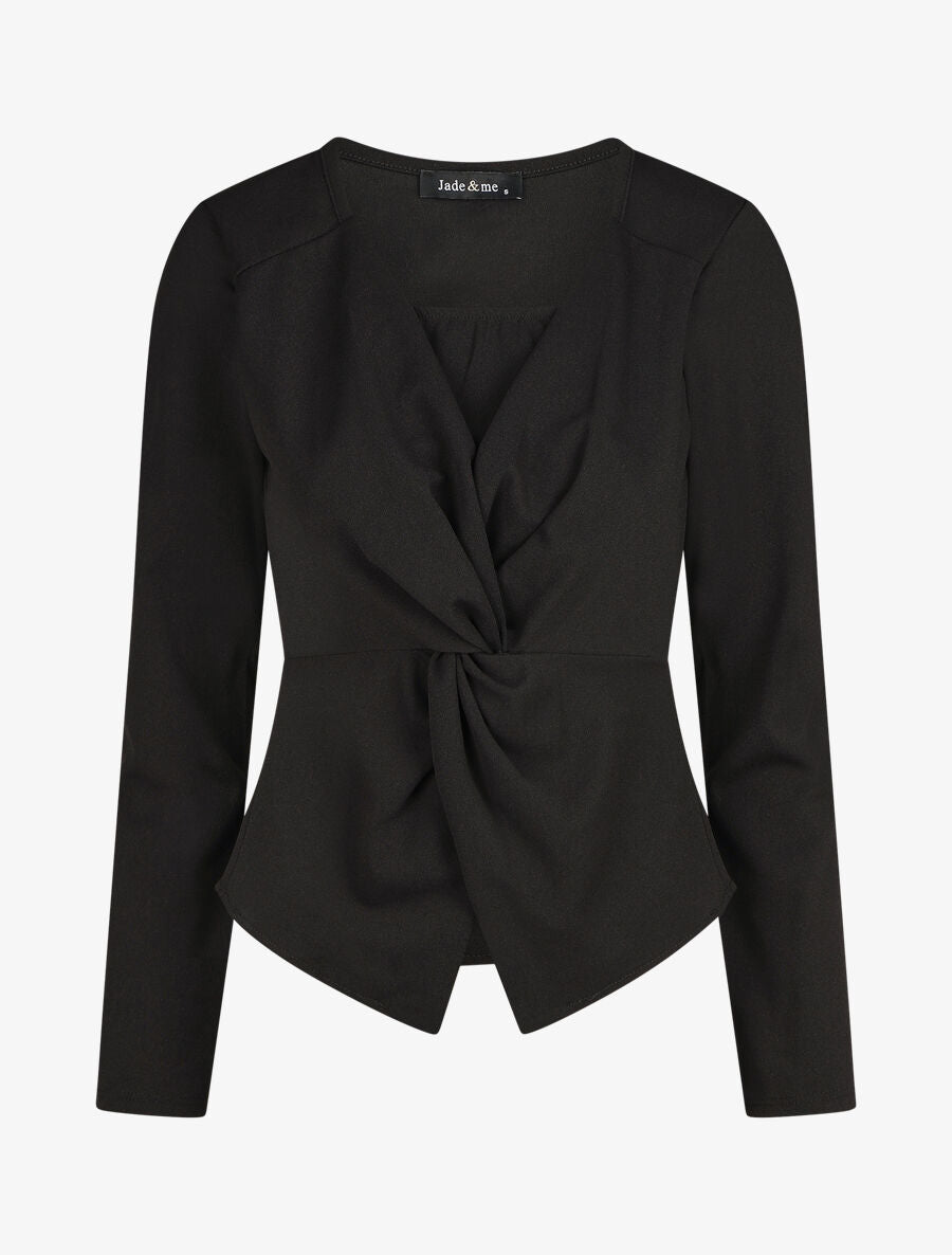 Blouse unie asymétrique - Noir - 1