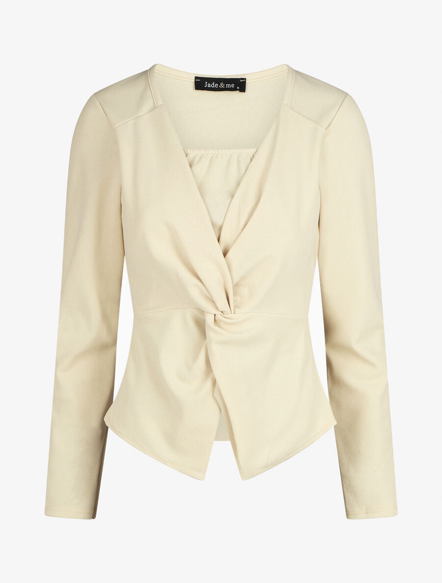 Blouse unie asymétrique - Beige - 1