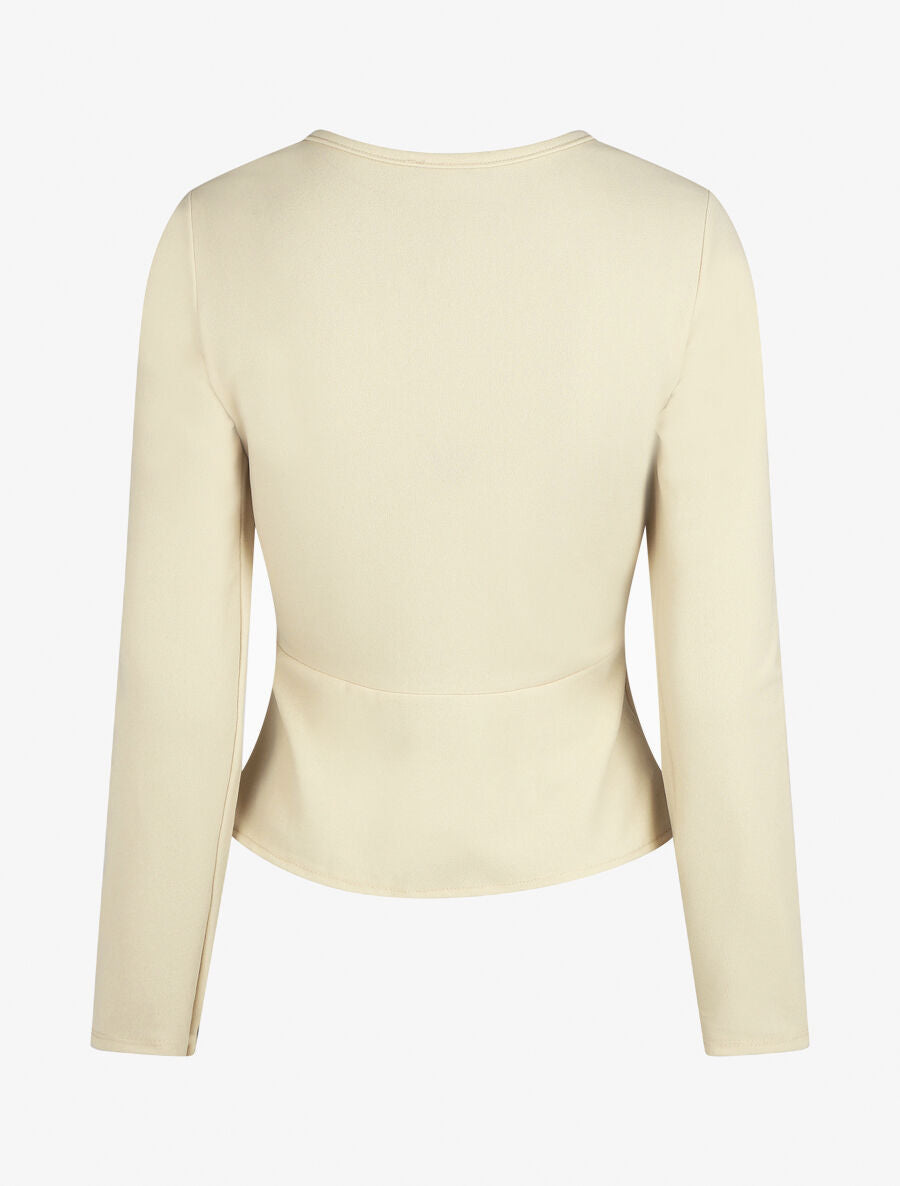 Blouse unie asymétrique - Beige - 2