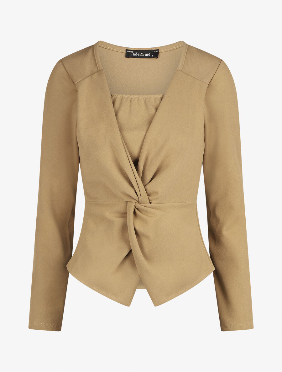 Blouse unie asymétrique - Camel - 1