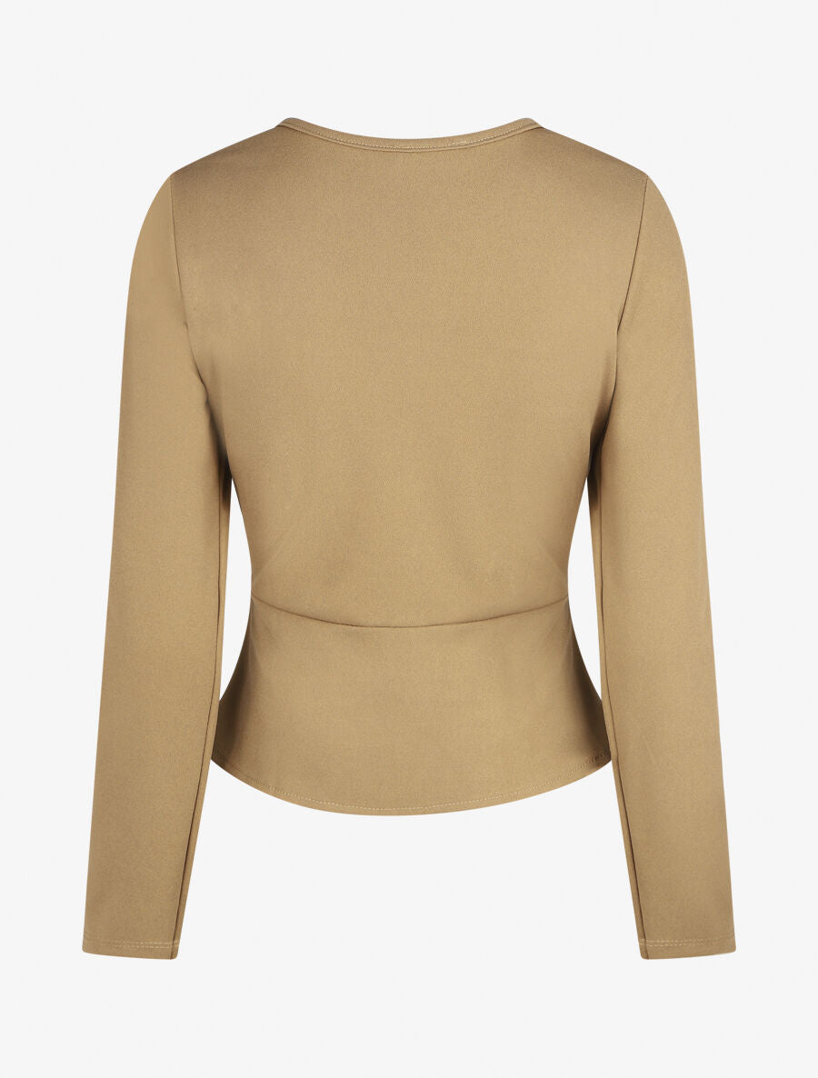 Blouse unie asymétrique - Camel - 2