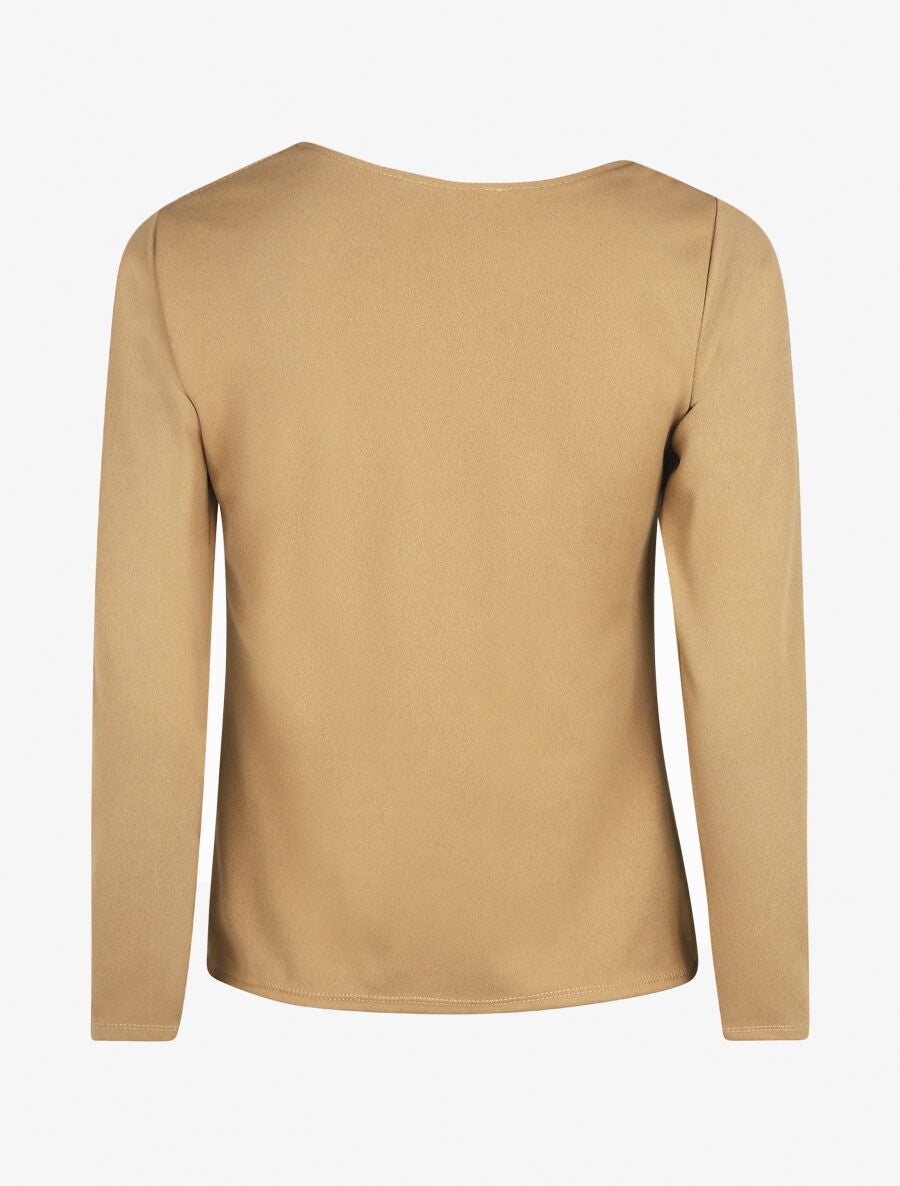 Blouse unie à empiècement métal à l&