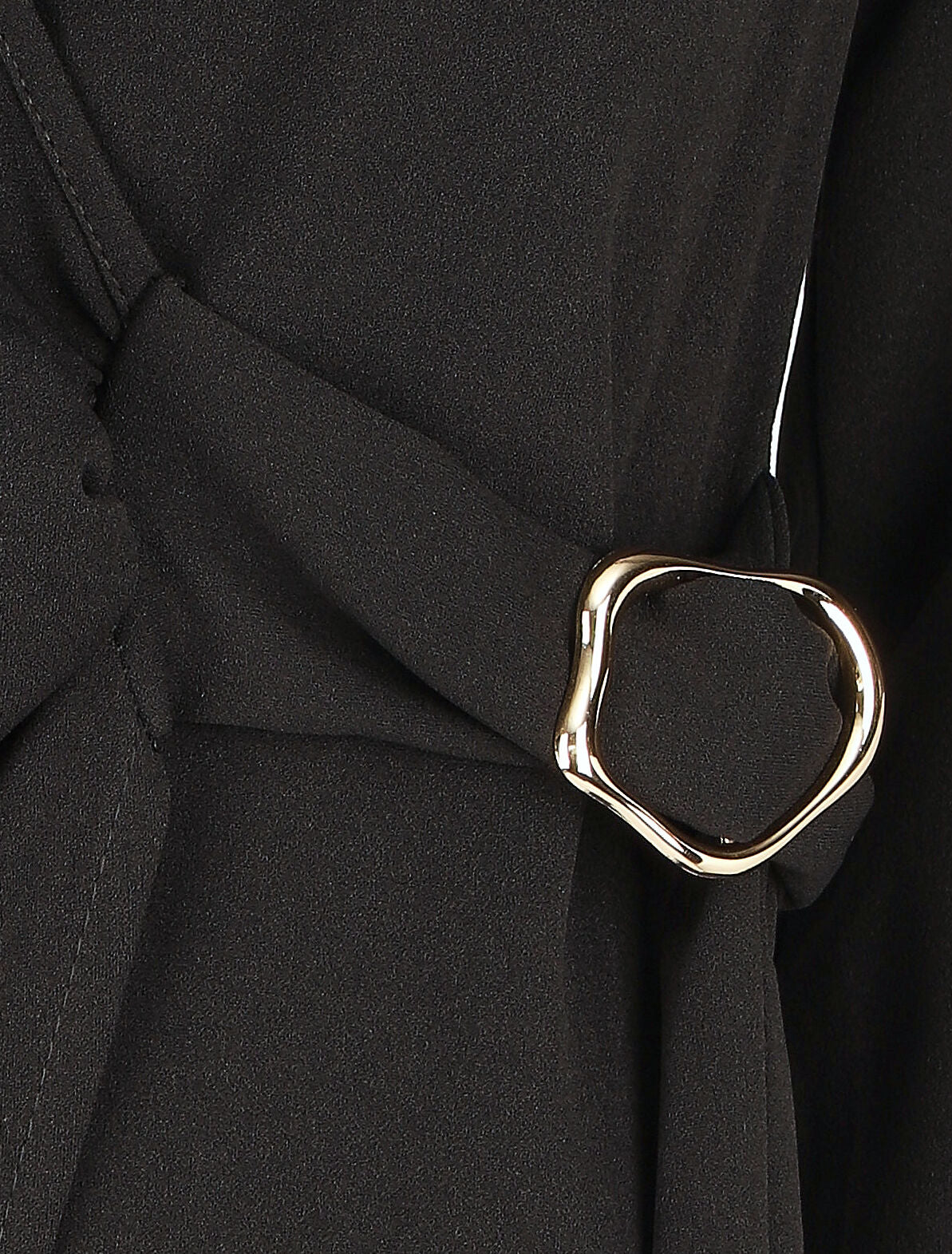 Robe longue unie effet portefeuille - Noir - 3