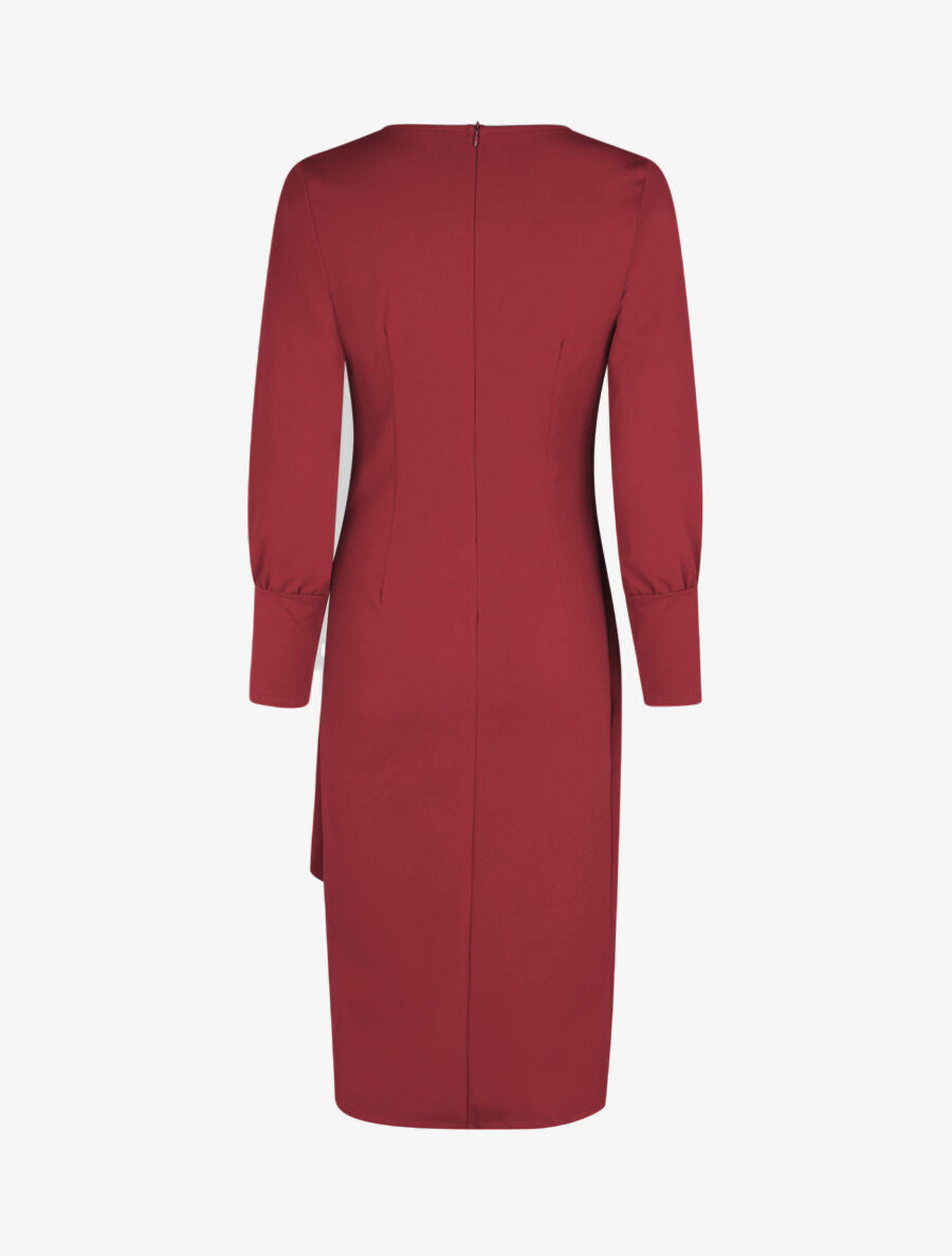 Robe longue unie effet portefeuille - Bordeaux - 2