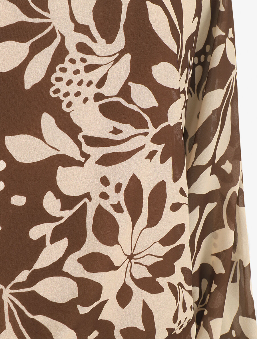 Blouse en voile imprimé fleuri - Marron - 3