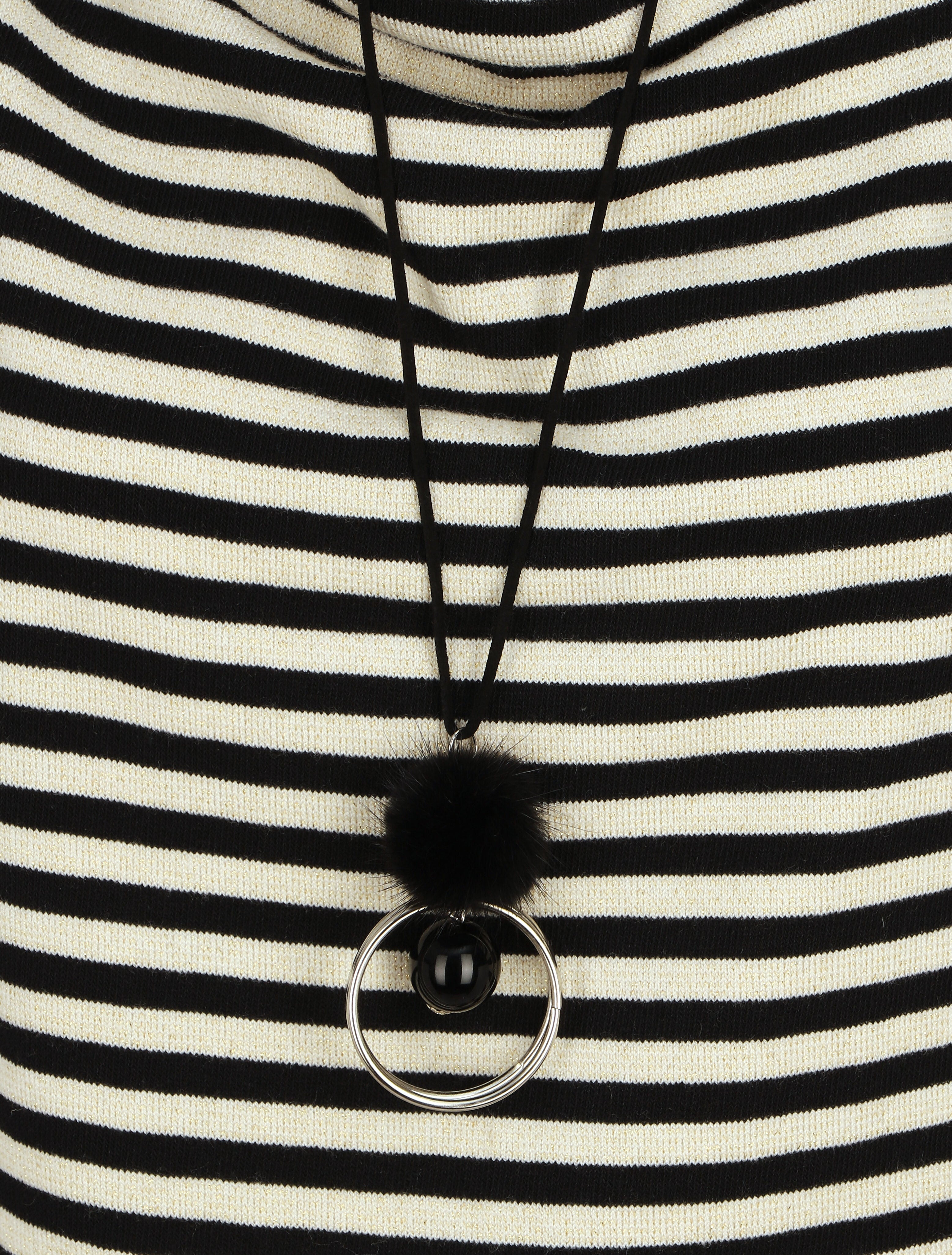 Pull droit rayé col bénitier - Noir - 3