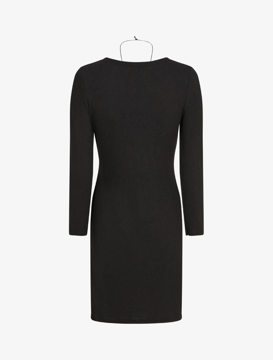 Robe ajustée à noeud et manches longues - Noir - 2