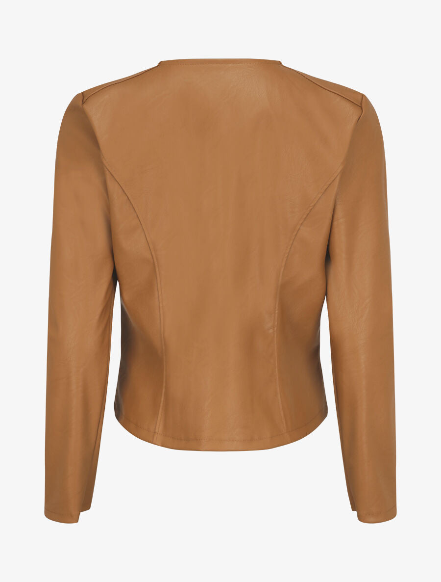 Veste en simili à fermeture zippée - Camel - 2