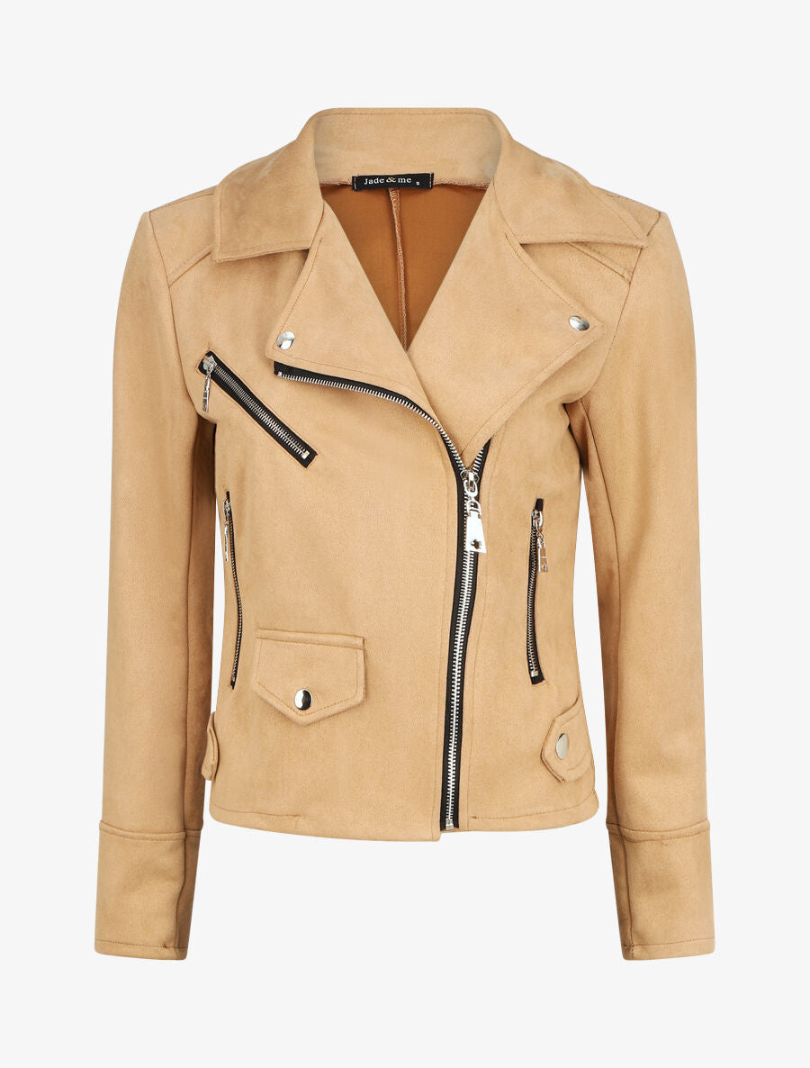 Veste courte en suédine - Beige - 1