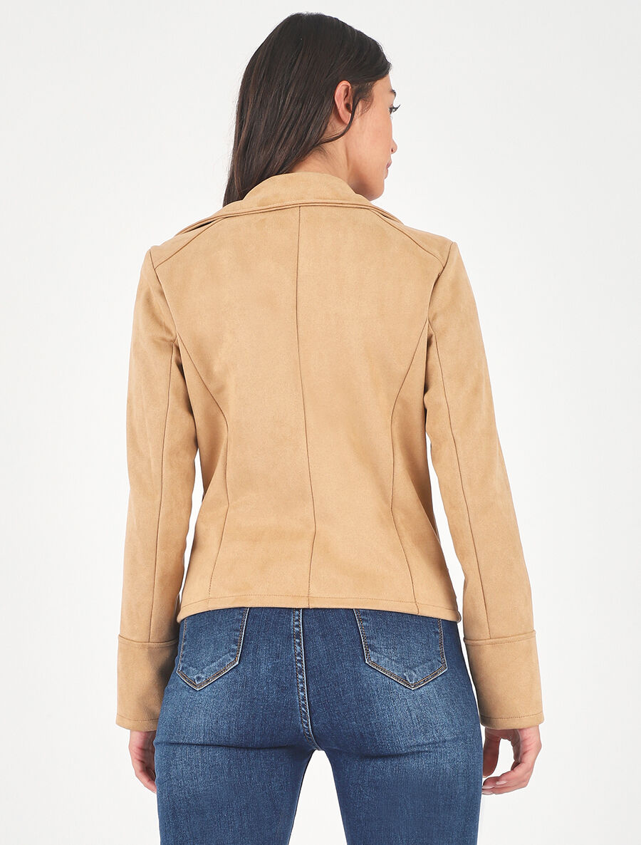 Veste courte en suédine - Beige - 5