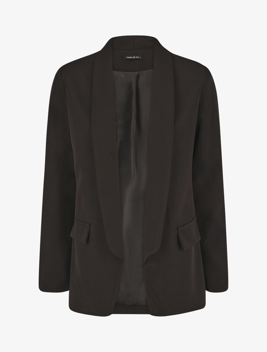 Blazer droit basique uni - Noir - 1