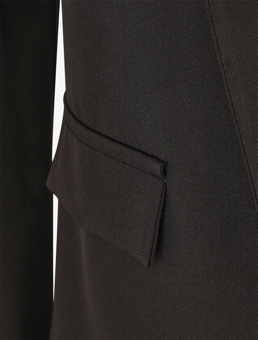 Blazer droit basique uni - Noir - 3