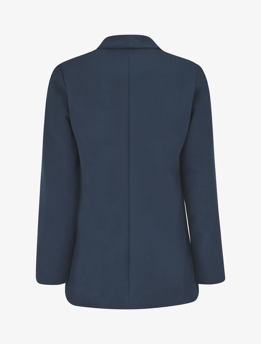 Blazer droit basique uni - Marine - 2