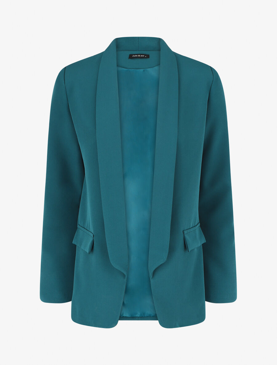 Blazer droit basique uni - Bleu canard - 1