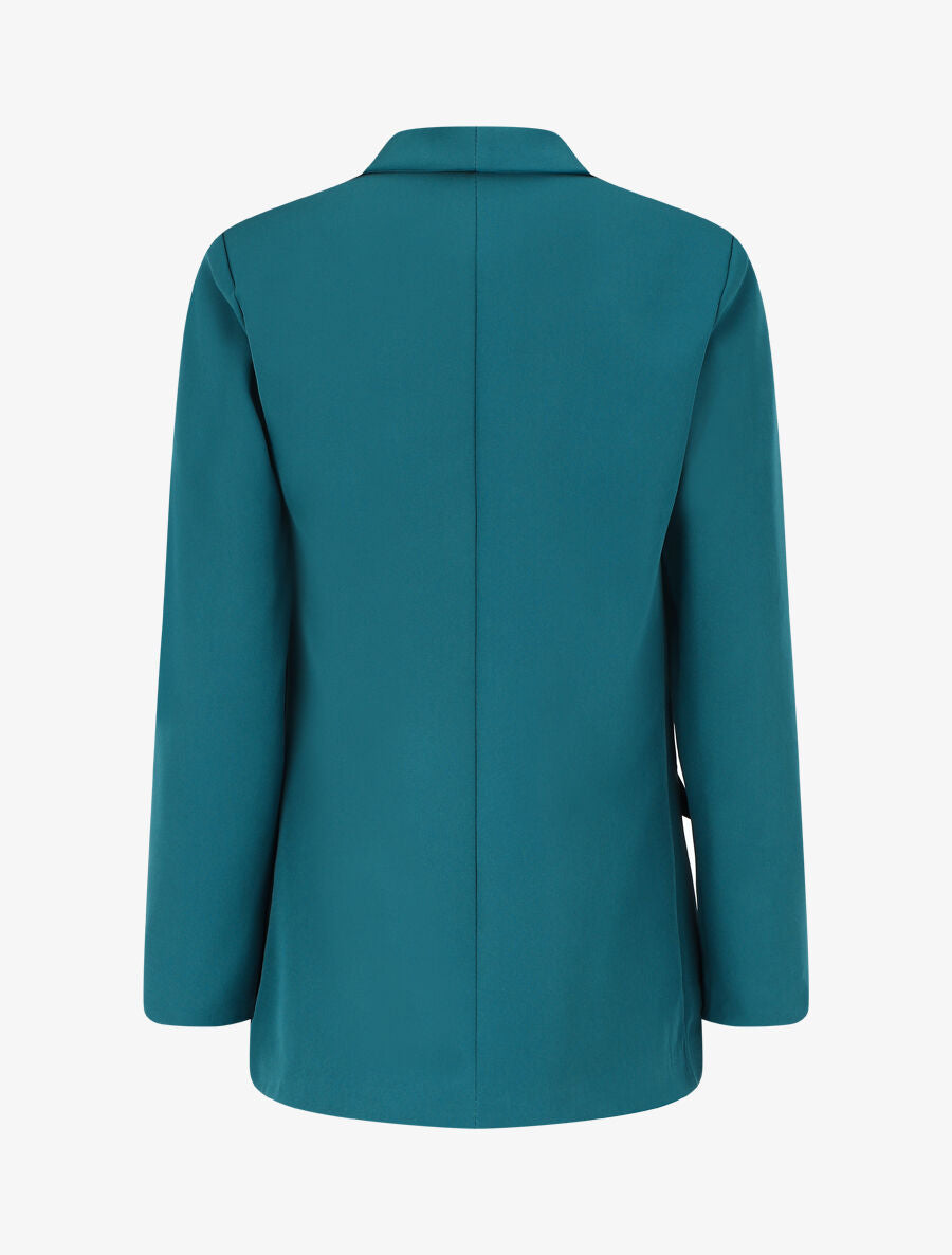 Blazer droit basique uni - Bleu canard - 2