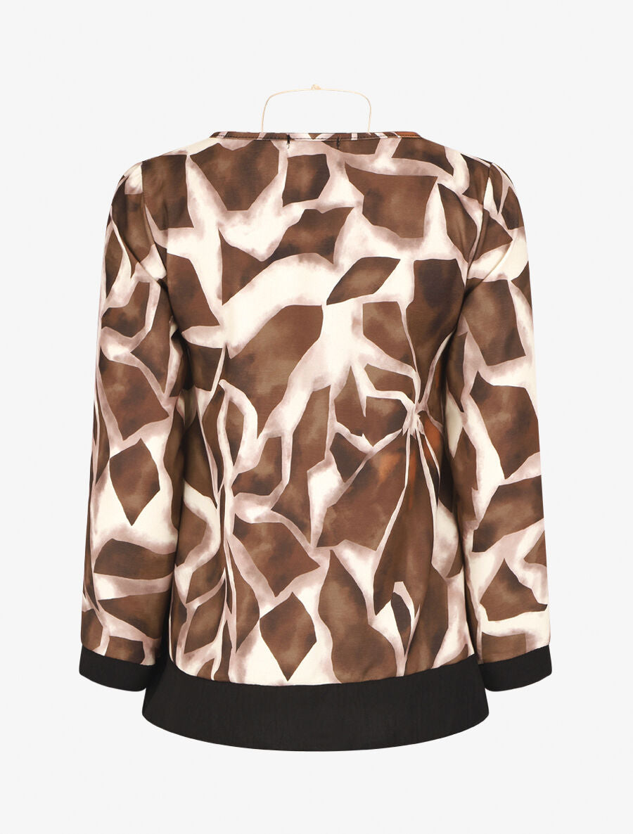 Blouse ample à imprimé graphique - Marron - 2