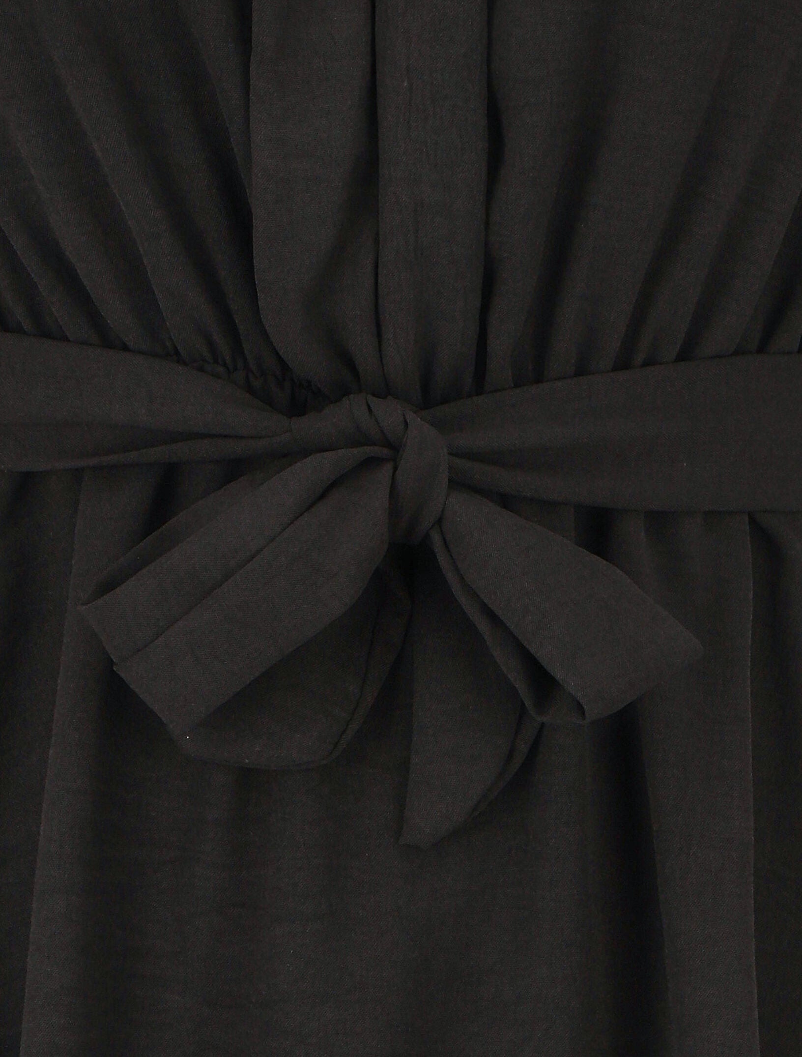 Robe unie élastiquée à bas asymétrique - Noir - 3