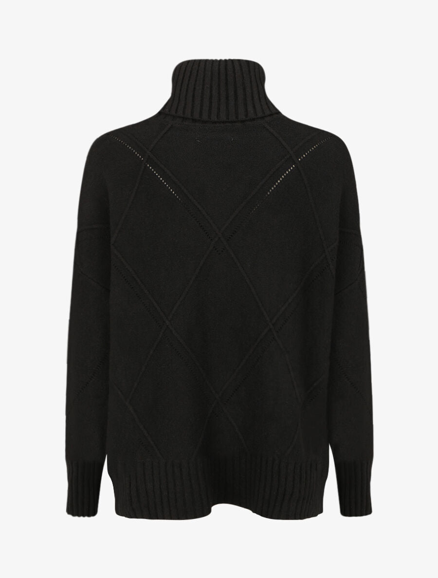Pull ample col roulé - Noir - 2