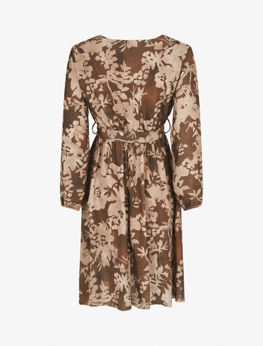 Robe mi-longue imprimé floral coupe évasée - Marron - 2