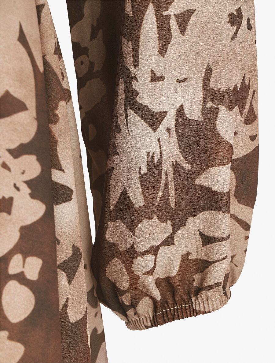 Robe mi-longue imprimé floral coupe évasée - Marron - 3