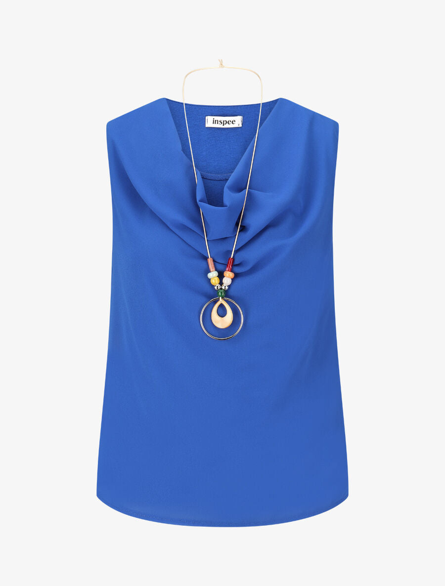 Top droit sans manches col bénitier - Bleu électrique - 4