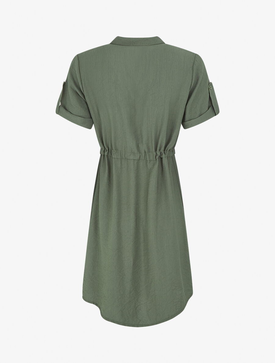 Robe unie à cordons de serrage - Kaki - 2
