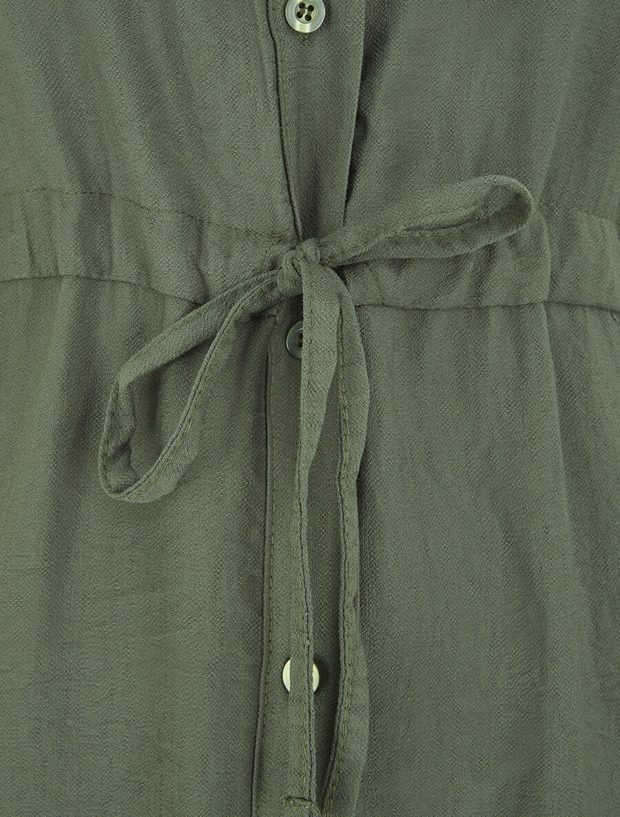 Robe unie à cordons de serrage - Kaki - 3