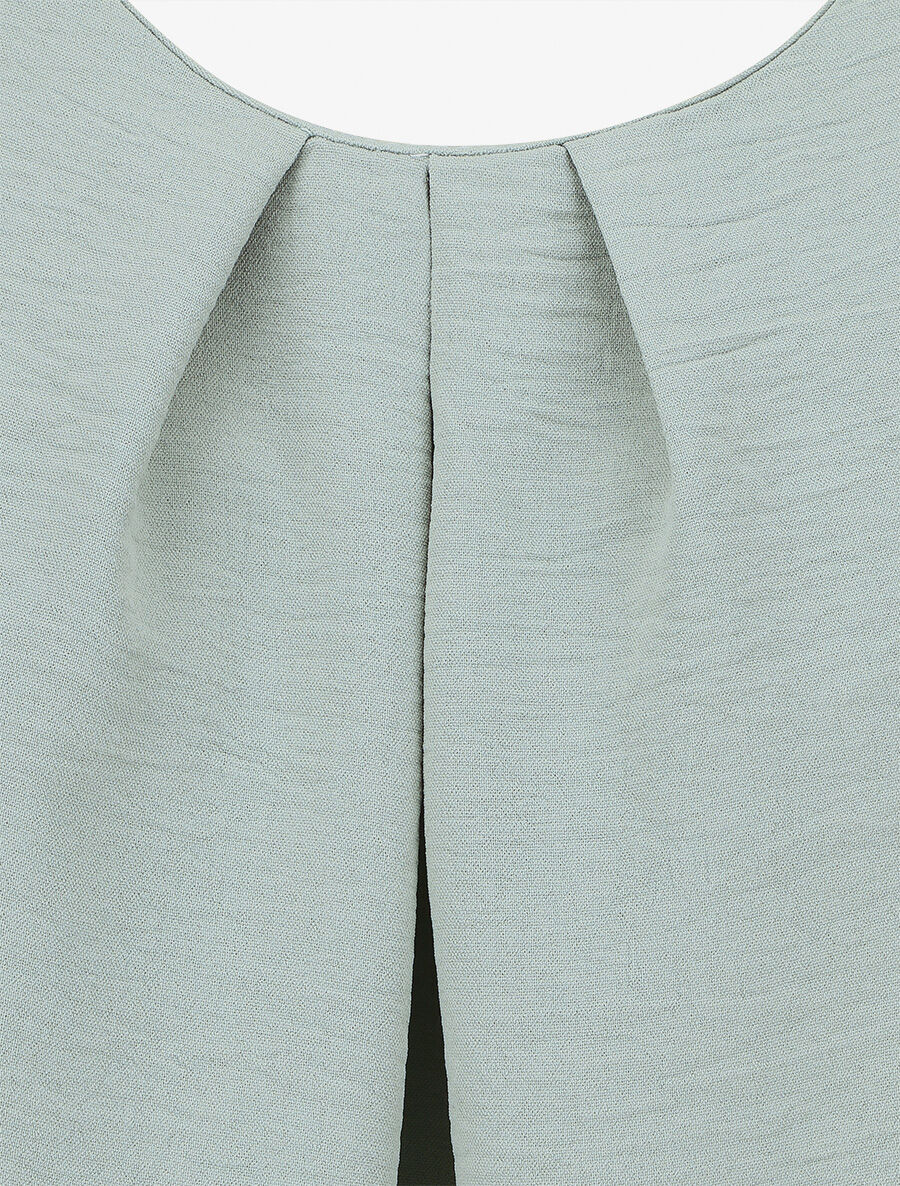 Top uni à dos ajouré - Vert d&