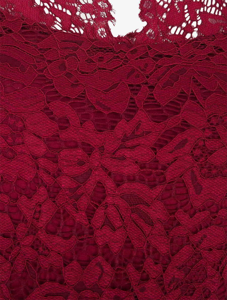 Top uni en dentelle - Bordeaux - 3