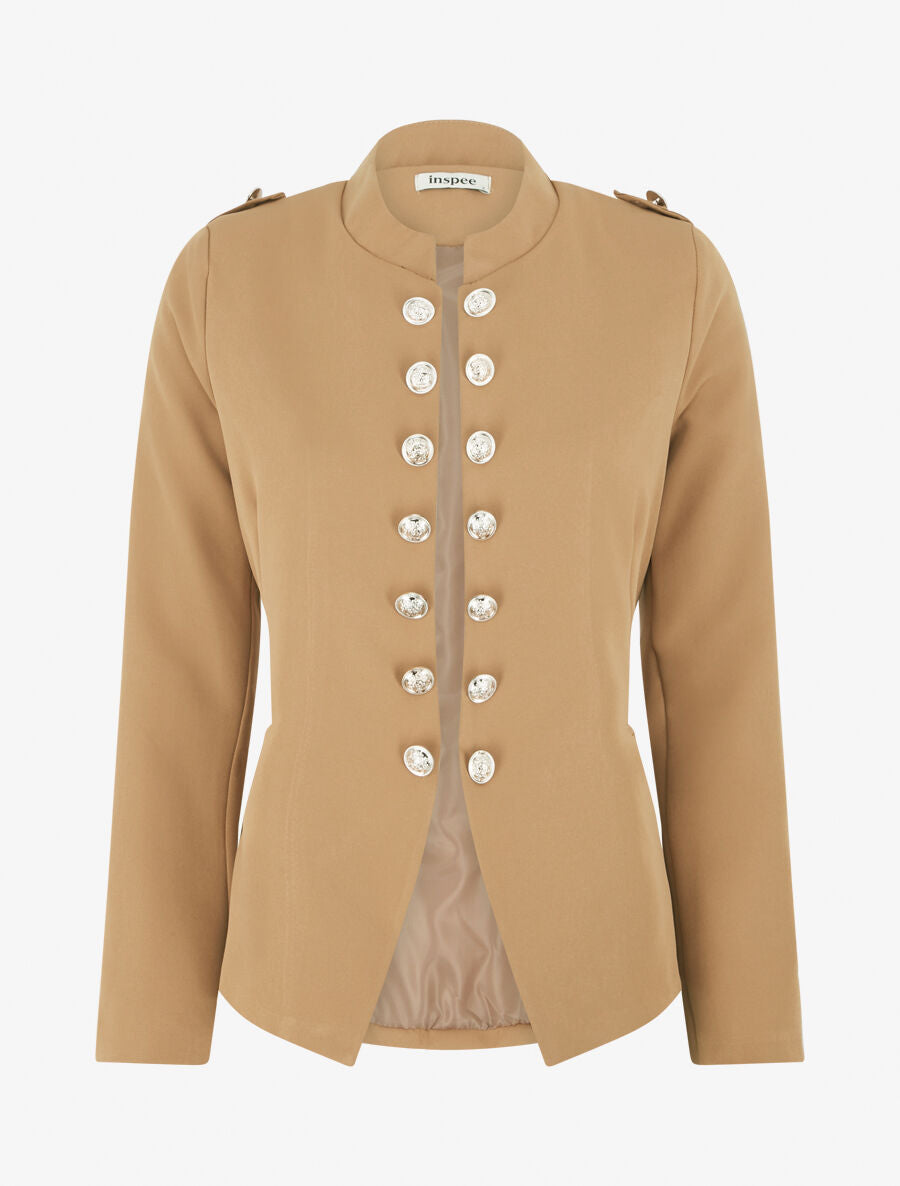 Veste droite style officier - Camel - 4
