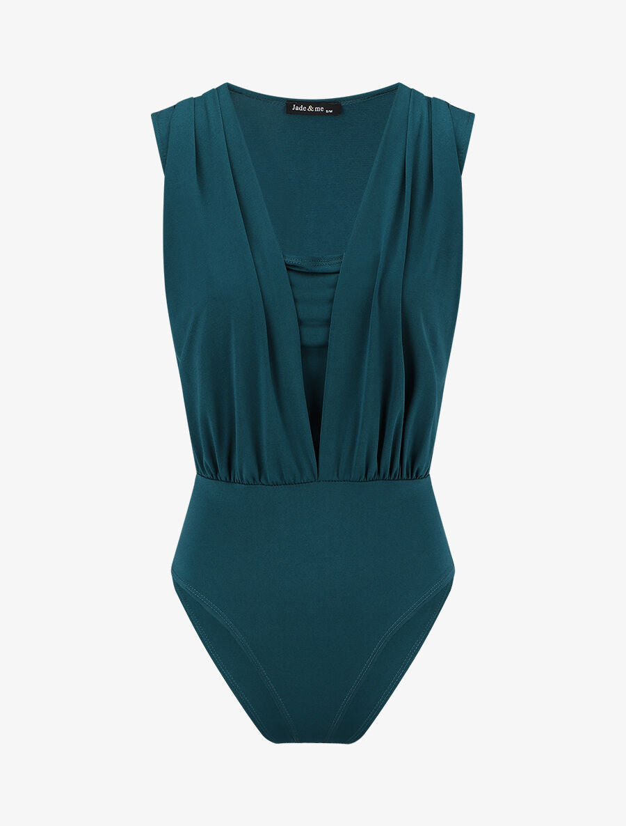 Body à décolleté plongeant - Bleu canard - 1
