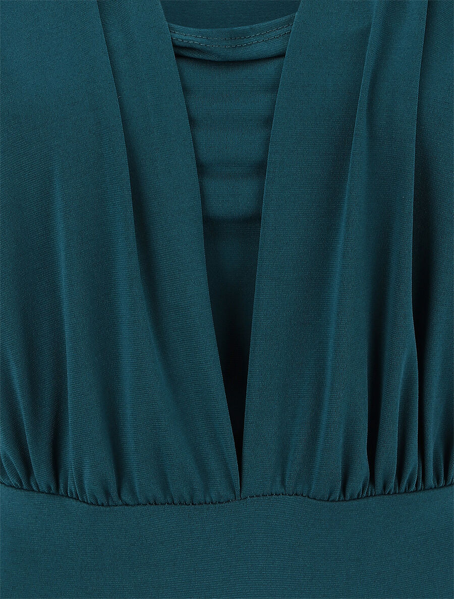 Body à décolleté plongeant - Bleu canard - 3