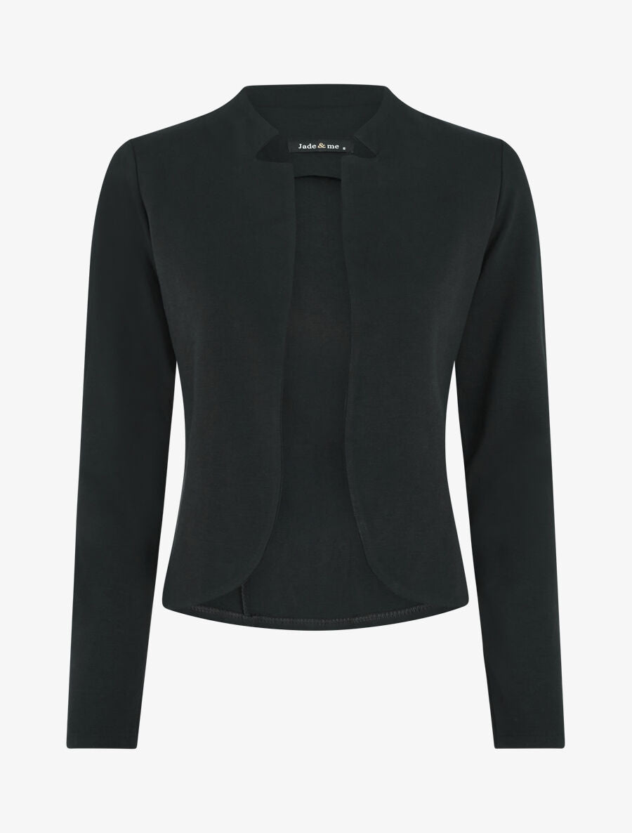Veste courte ouverte à col cranté - Noir - 5