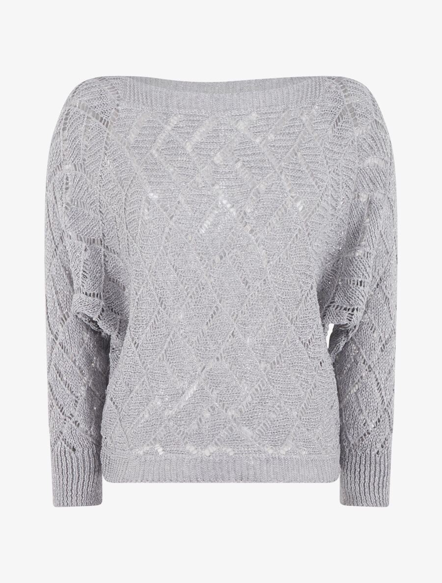 Pull brillant en maille pailletée - Argent - 4