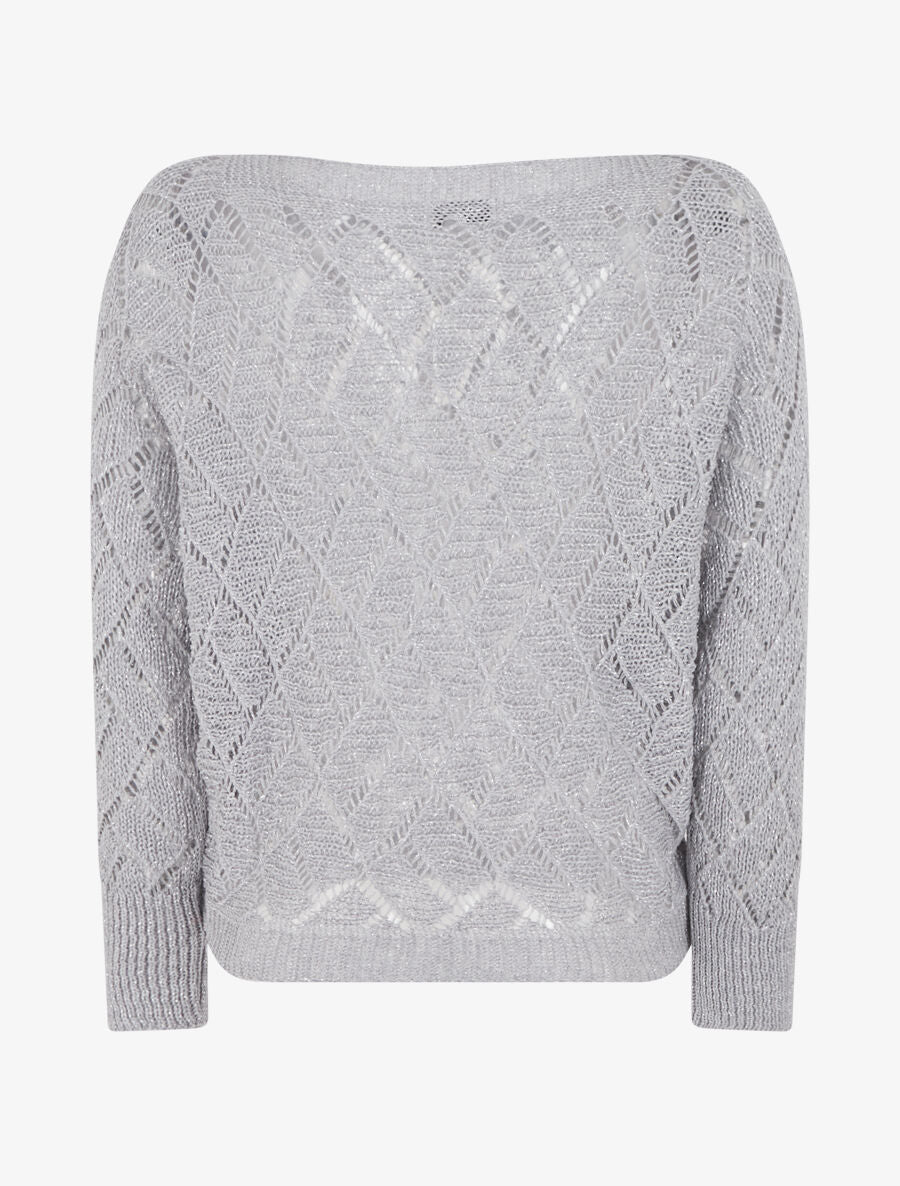 Pull brillant en maille pailletée - Argent - 2