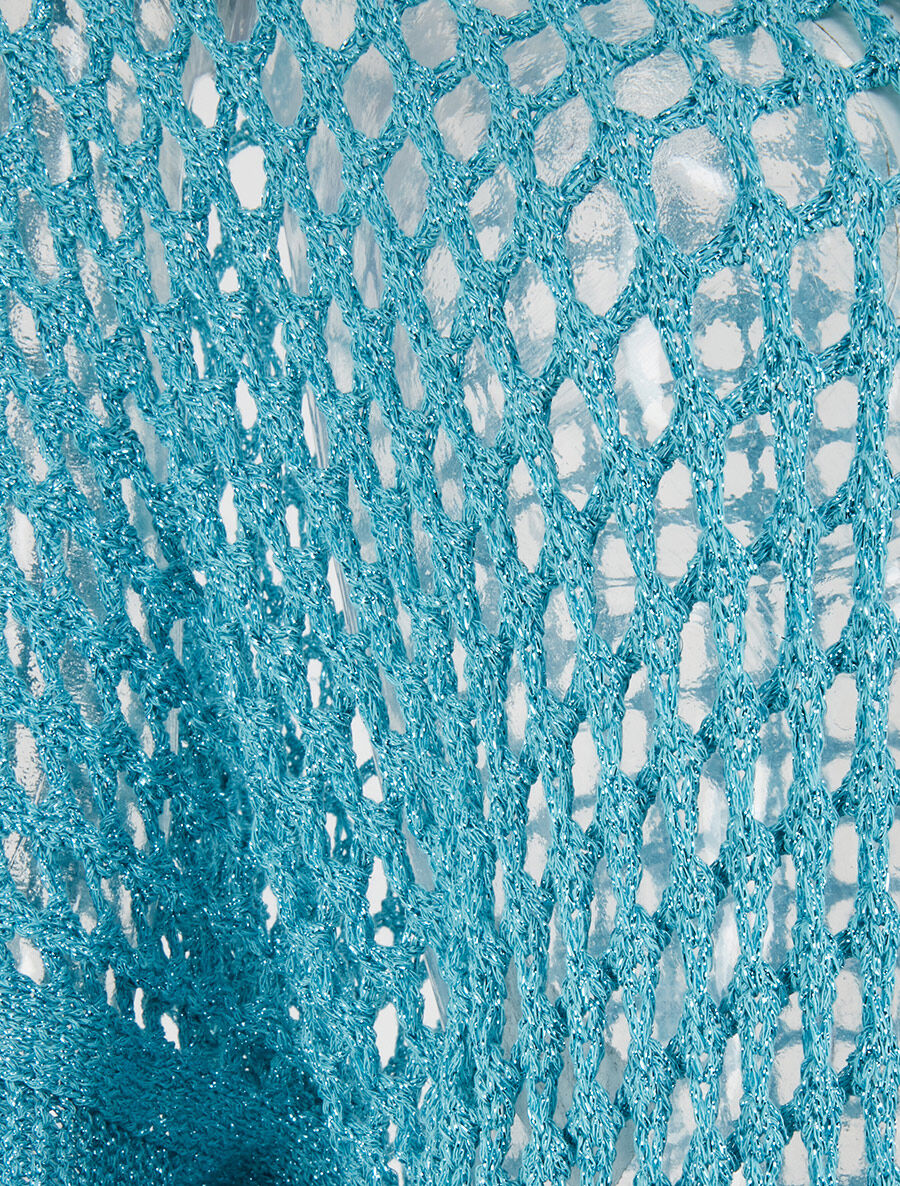 Gilet brillant en maille ajourée - Turquoise - 3