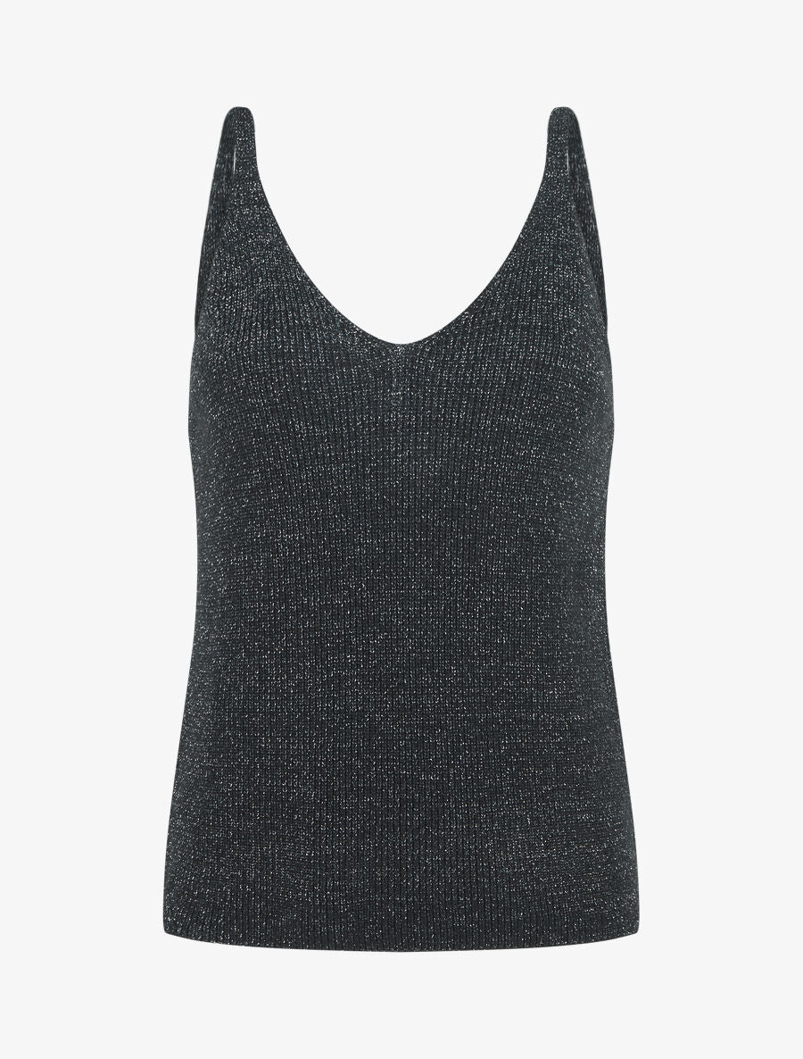 Débardeur en maille pailletée - Noir - 4