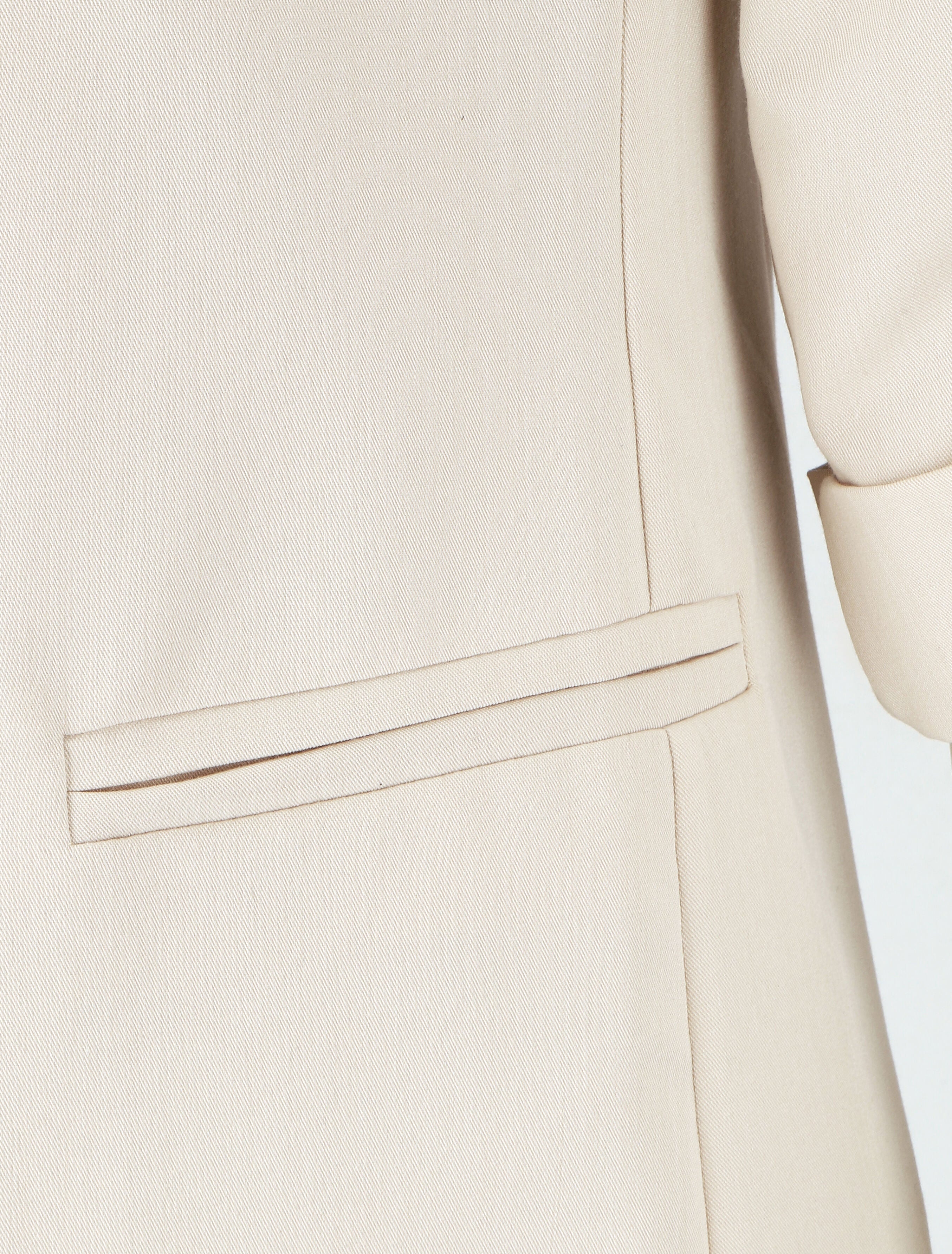 Blazer mi-long à manches à revers - Beige - 3