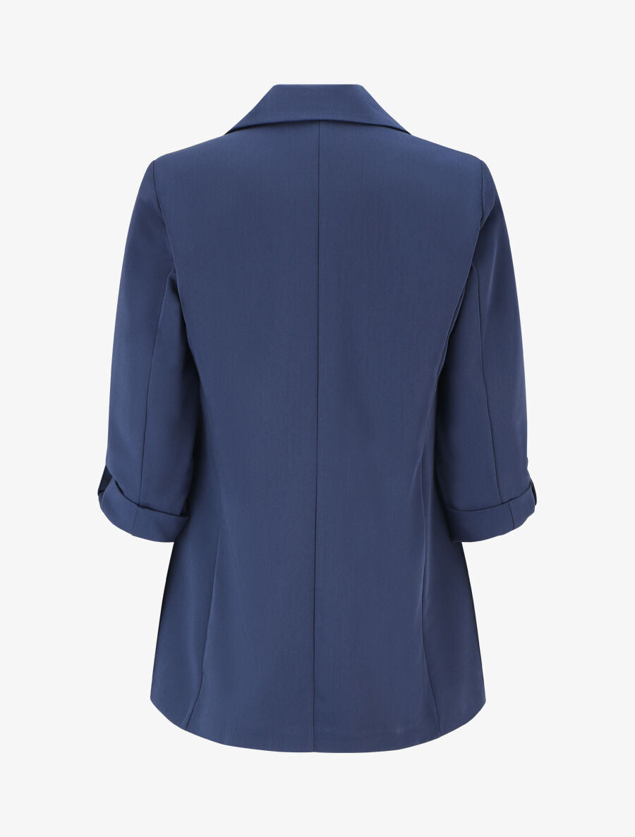 Blazer mi-long à manches à revers - Marine - 2