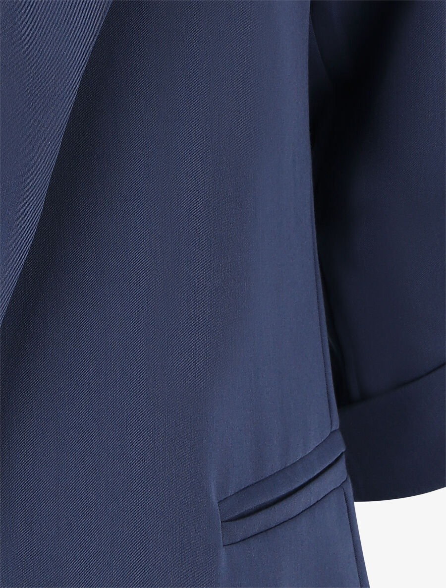 Blazer mi-long à manches à revers - Marine - 3
