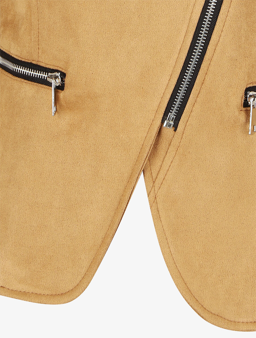 Veste en suédine style perfecto - Camel clair - 3