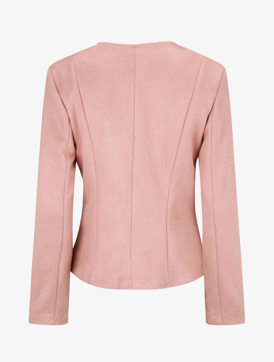 Veste en suédine style perfecto - Vieux rose - 2