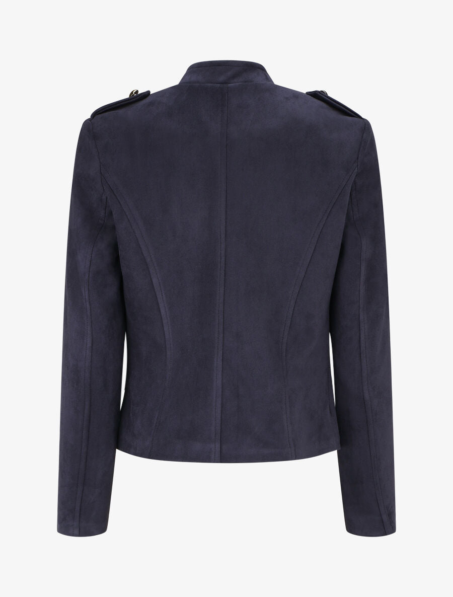 Veste en suédine à boutons décoratifs - Marine - 2