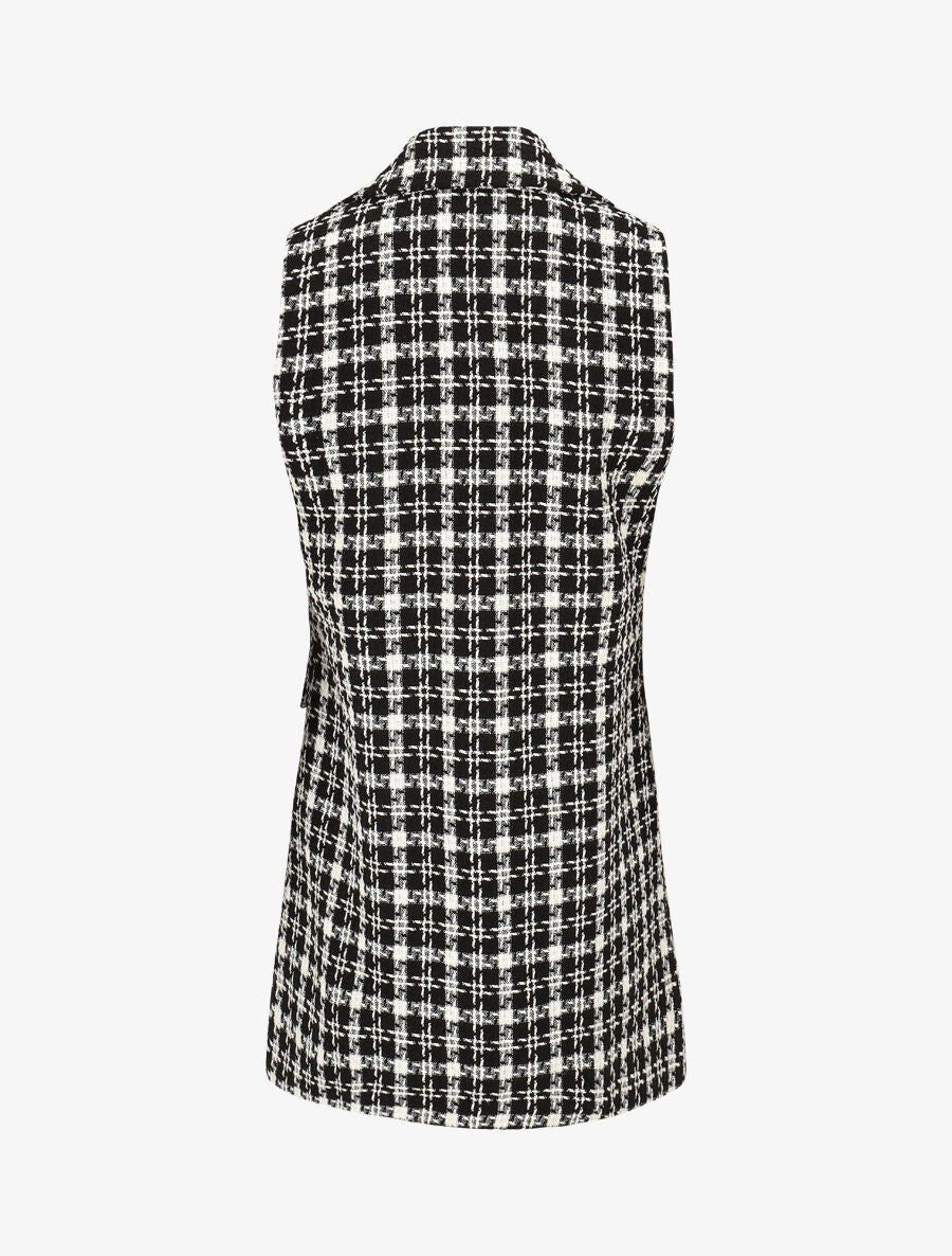 Veste en tweed sans manches - Noir - 2